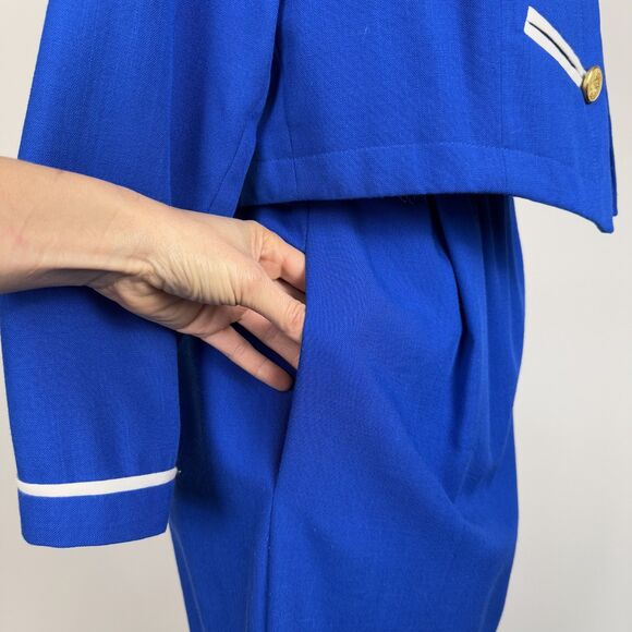 80s Military Marching Band Style w/ Cropped Jacket & Dress 2-Piece Set - Picture 10 of 11